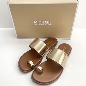 MICHAEL Michael Kors Gold and Brown Sandals